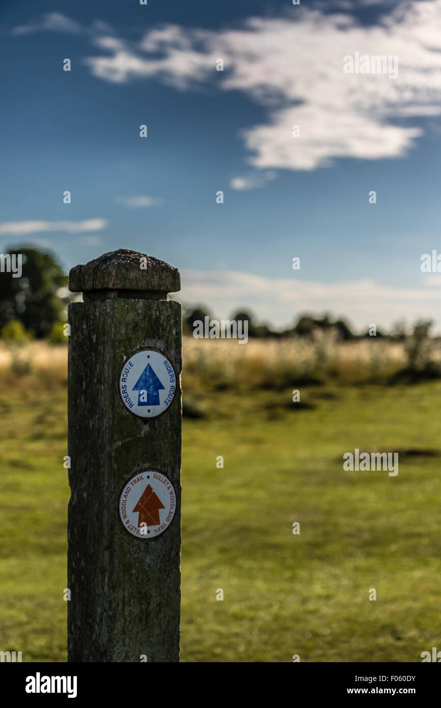 Signpost for walking and riding Stock Photo