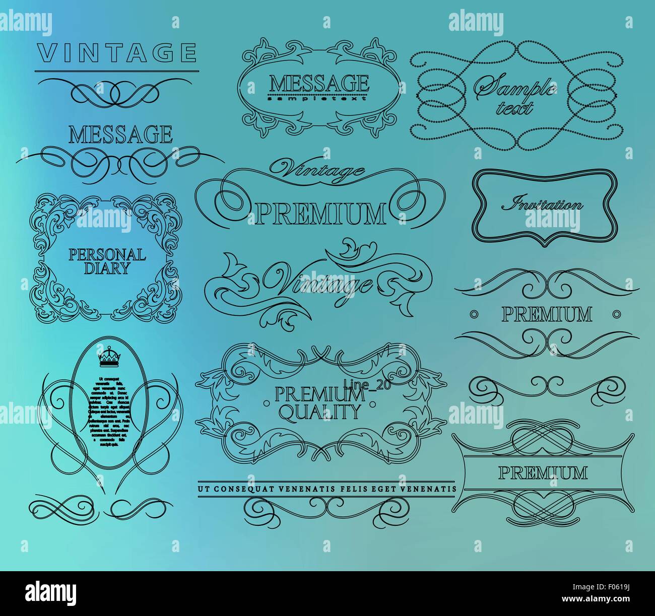Set of hand-drawing calligraphic floral design elements Stock Vector ...