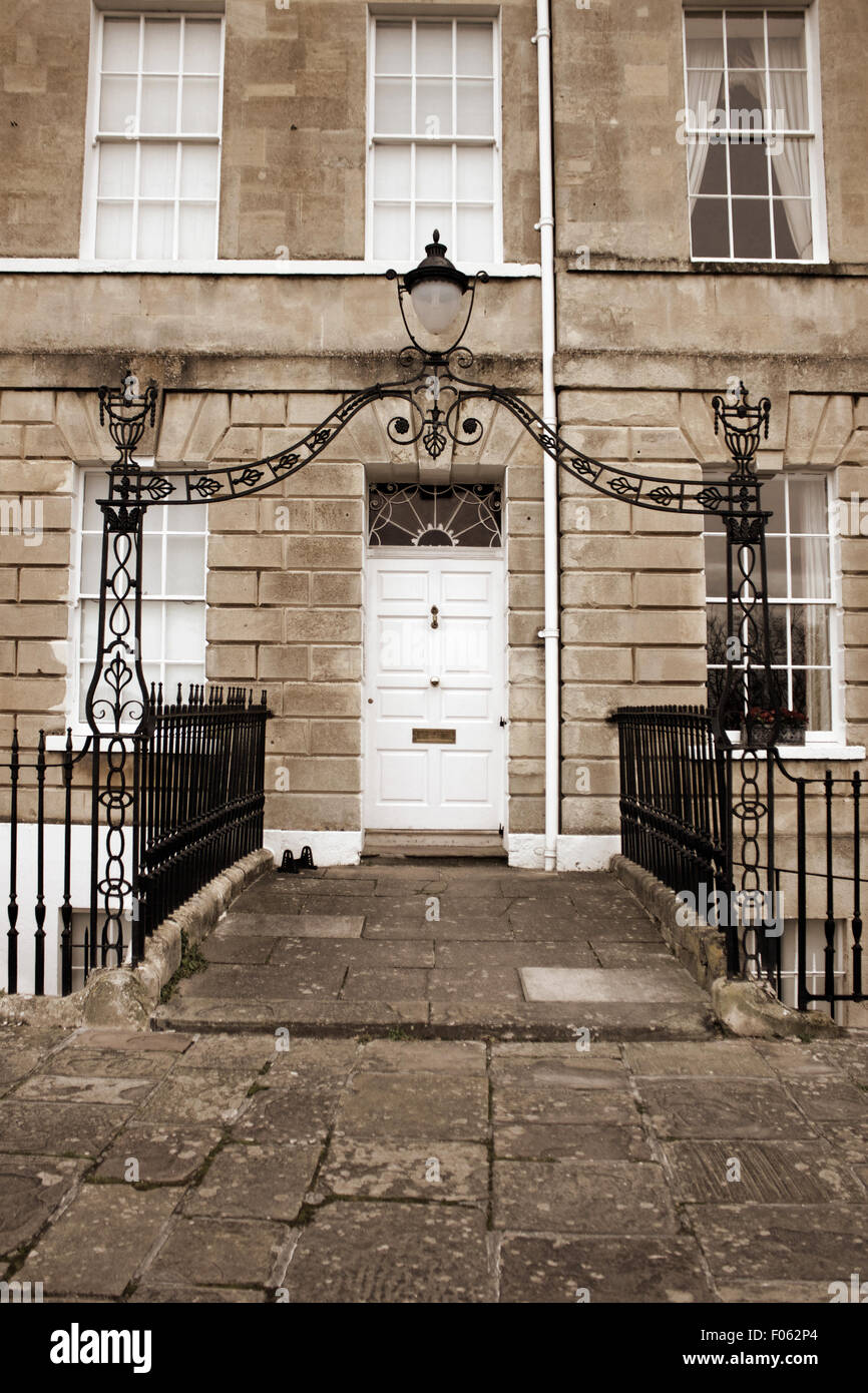 Ornate Georgian entrance and doorway, Lansdown Crescent, Bath, England Stock Photo