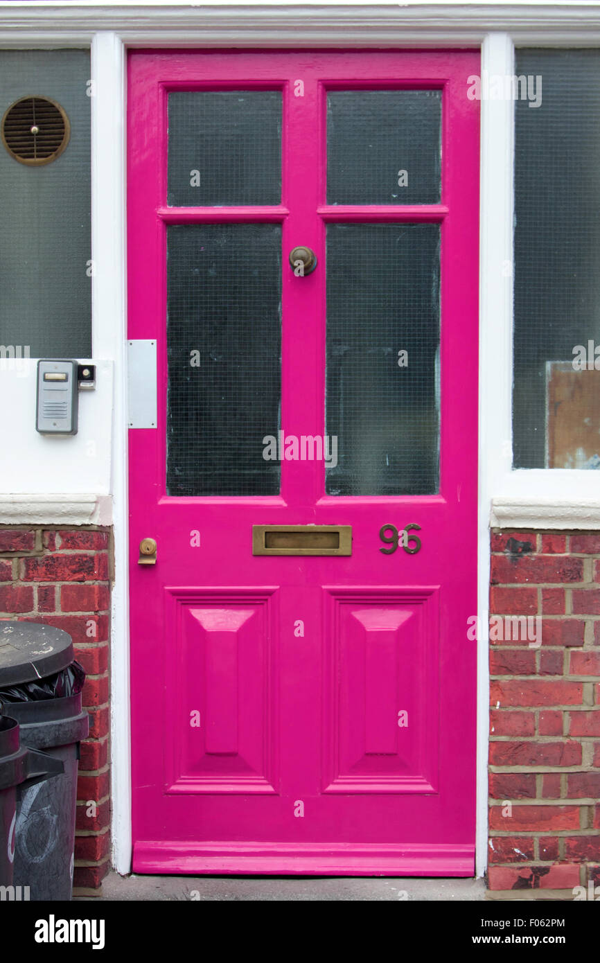 Fuschia-coloured door Stock Photo
