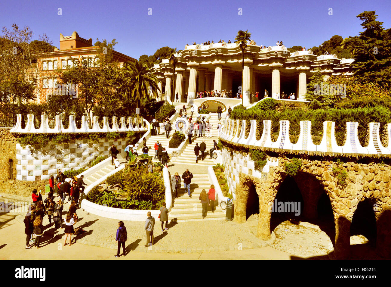 Park Güell, garden complex designed by the Catalan architect Antoni ...