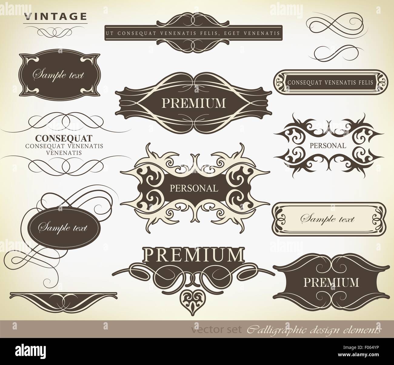 vector set calligraphic Stock Vector Image & Art - Alamy