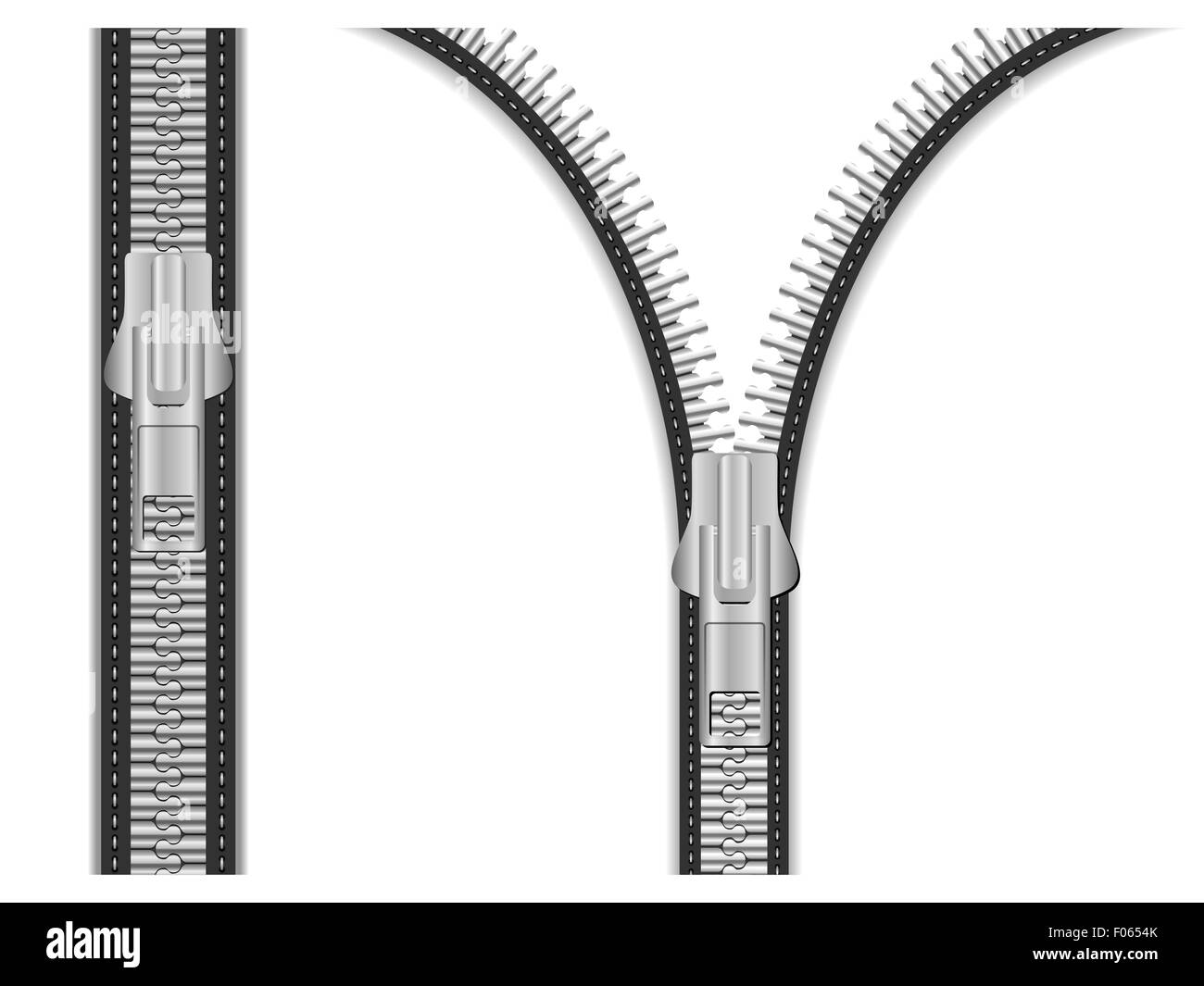 Zipper in a closed and open positions Stock Photo Alamy