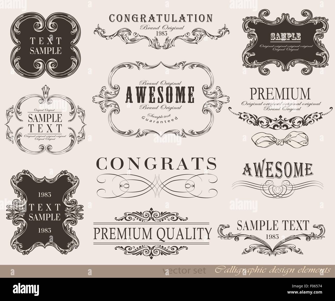 vector set calligraphic Stock Vector Image & Art - Alamy
