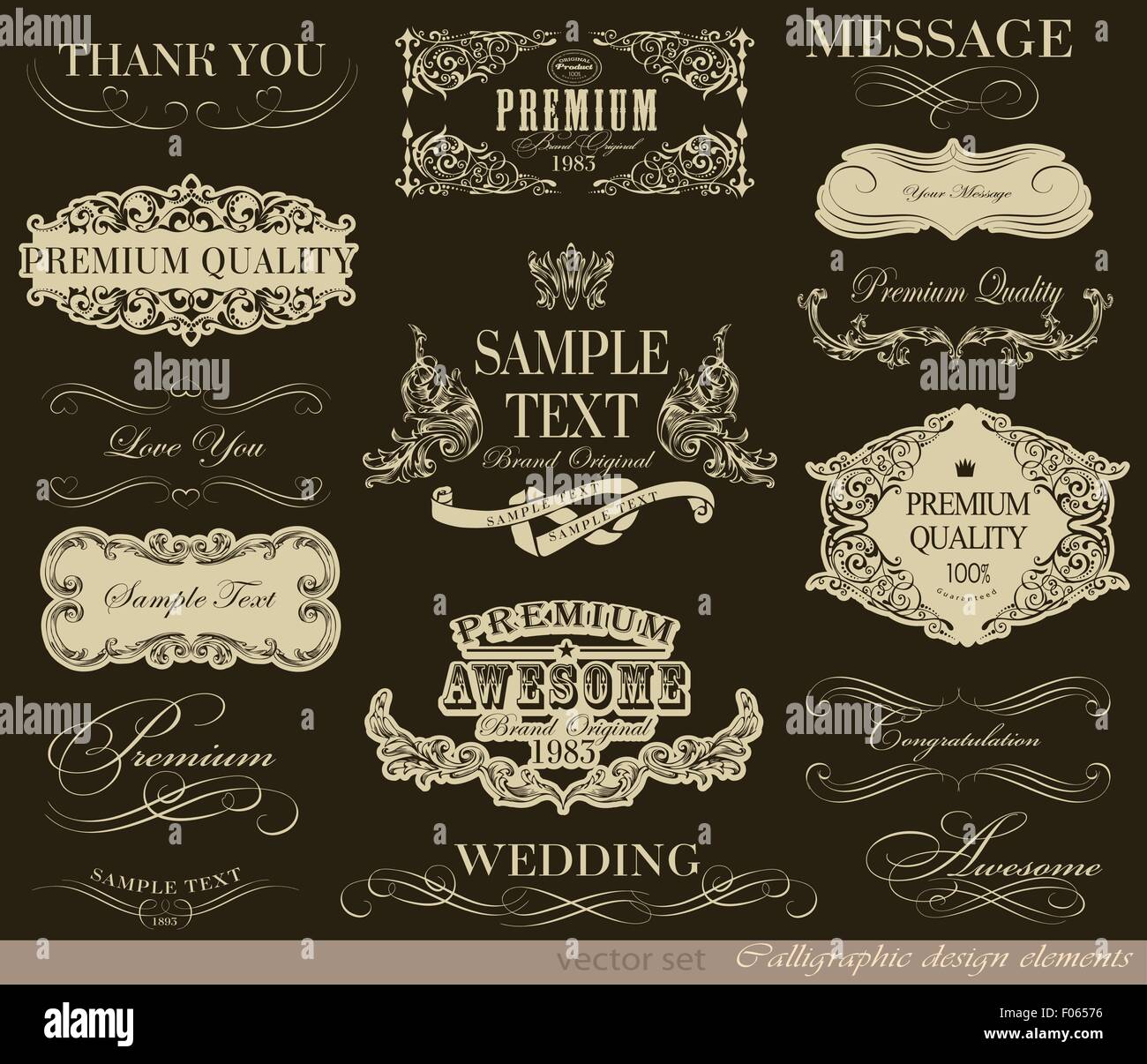 vector set calligraphic Stock Vector Image & Art - Alamy