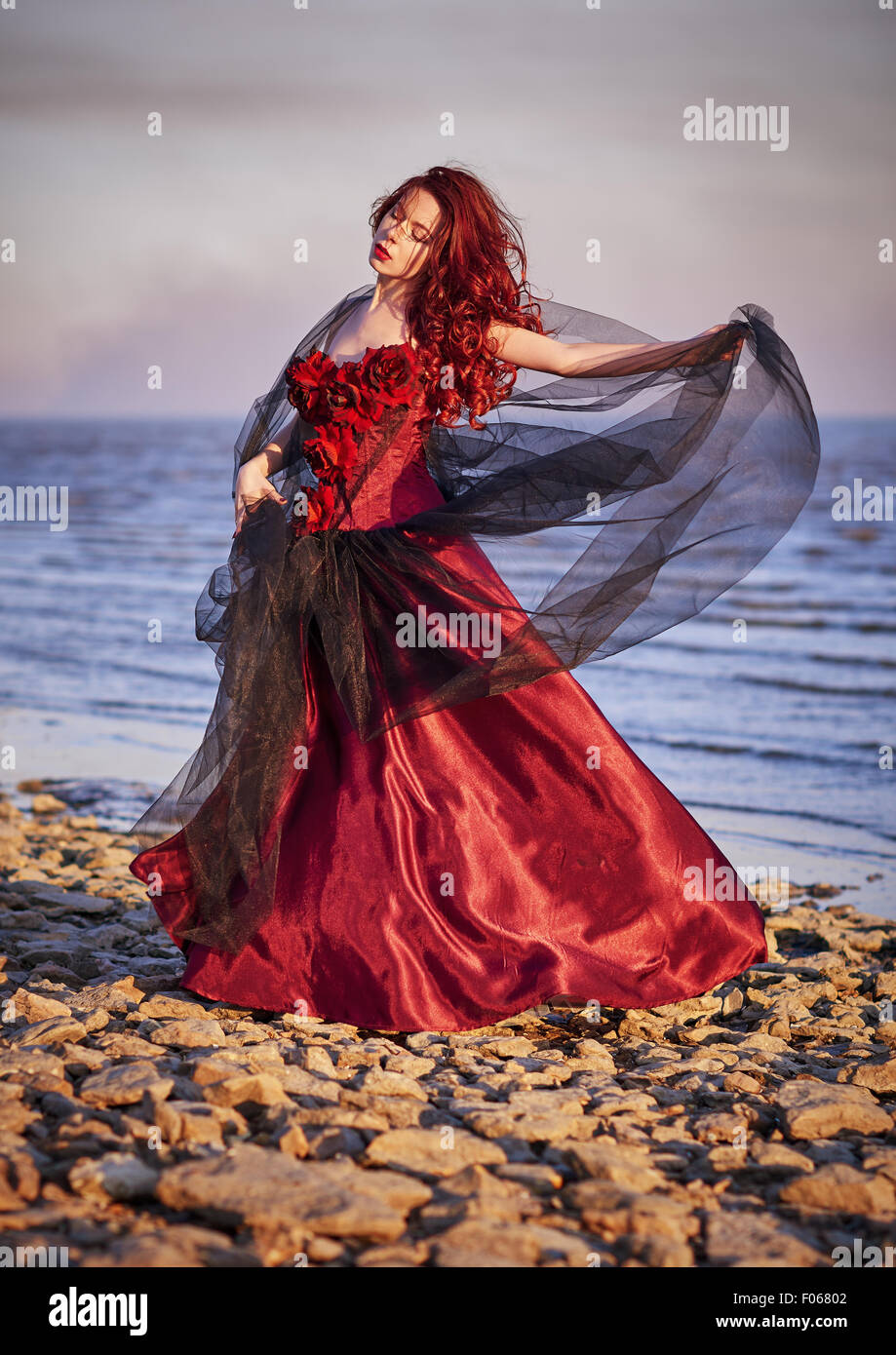 coast long red dress