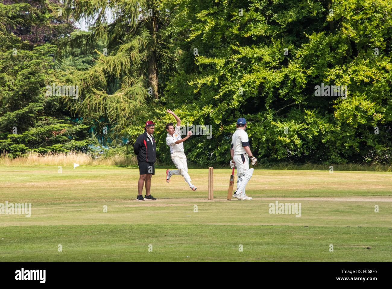 Old Wolves v Rugely  Cricket teams playing a match at Wolverhampton Cricket club Wolverhampton West Midlands UK Stock Photo