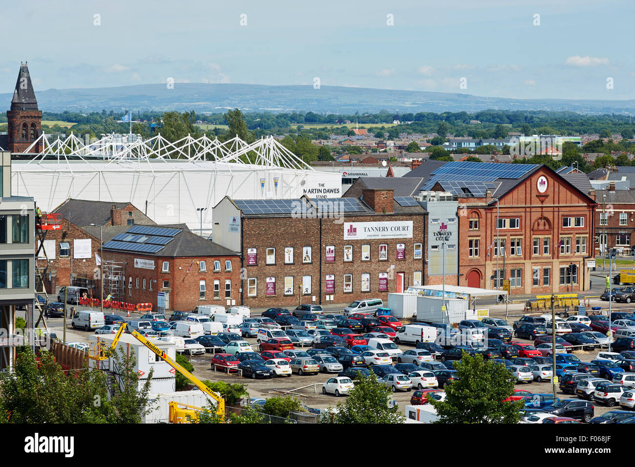 Warrington Skyline view one the shopping centre town in Cheshire uk