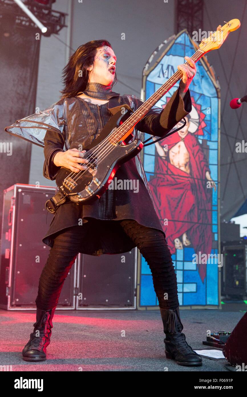 Chicago, Illinois, USA. 7th Aug, 2015. Bassist TWIGGY RAMIREZ of Marilyn Manson performs live at the FirstMerit Bank Pavilion on Northerly Island in Chicago, Illinois © Daniel DeSlover/ZUMA Wire/Alamy Live News Stock Photo