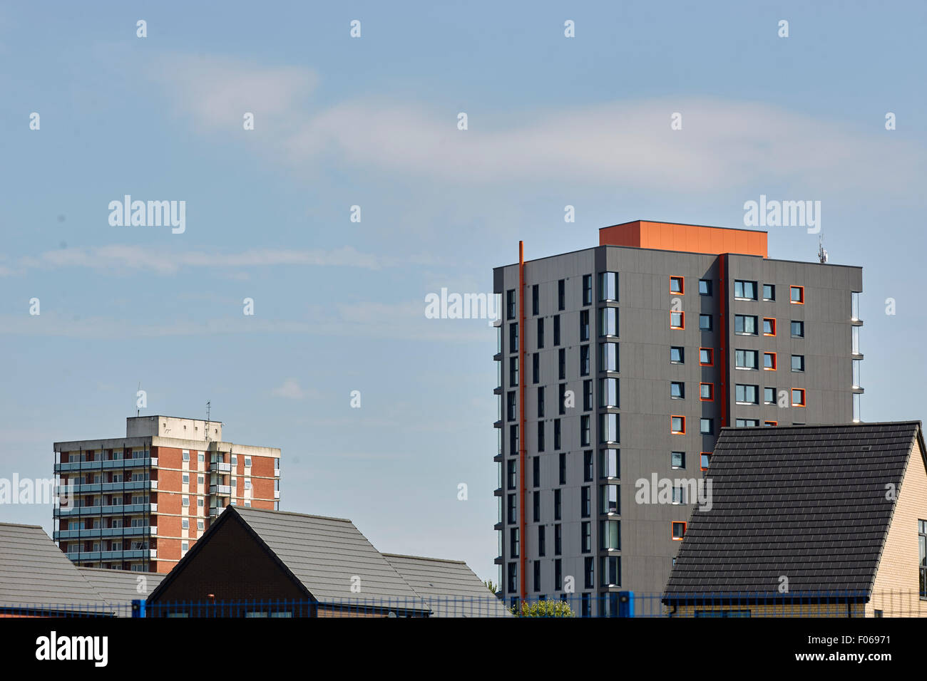 Flats before and after in New Islington, Manchester, England