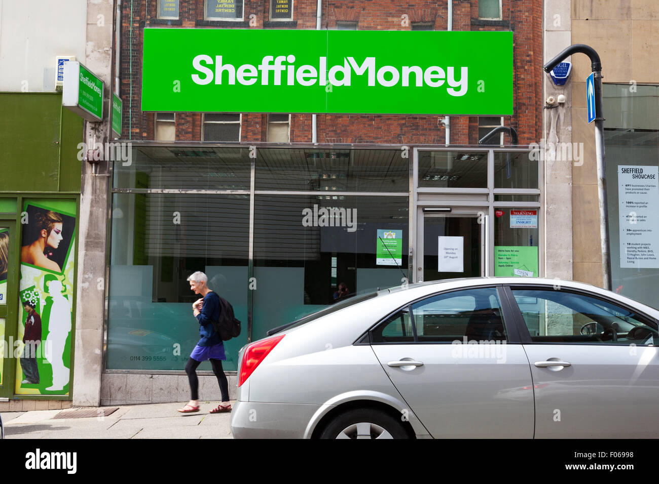 Cambridge Street, Sheffield, South Yorkshire, UK. 8th August 2015,  Sheffield Money, which is supported by Sheffield City Council and regulated by the Financial Conduct Authority, is set to open for business on Monday 10th August. With a range of loans on offer, it aims to assist some of the city's poorest local residents by providing an alternative to high interest rates offered by payday loan organisations such as Wonga. Credit:  Mark Richardson/Alamy Live News Stock Photo