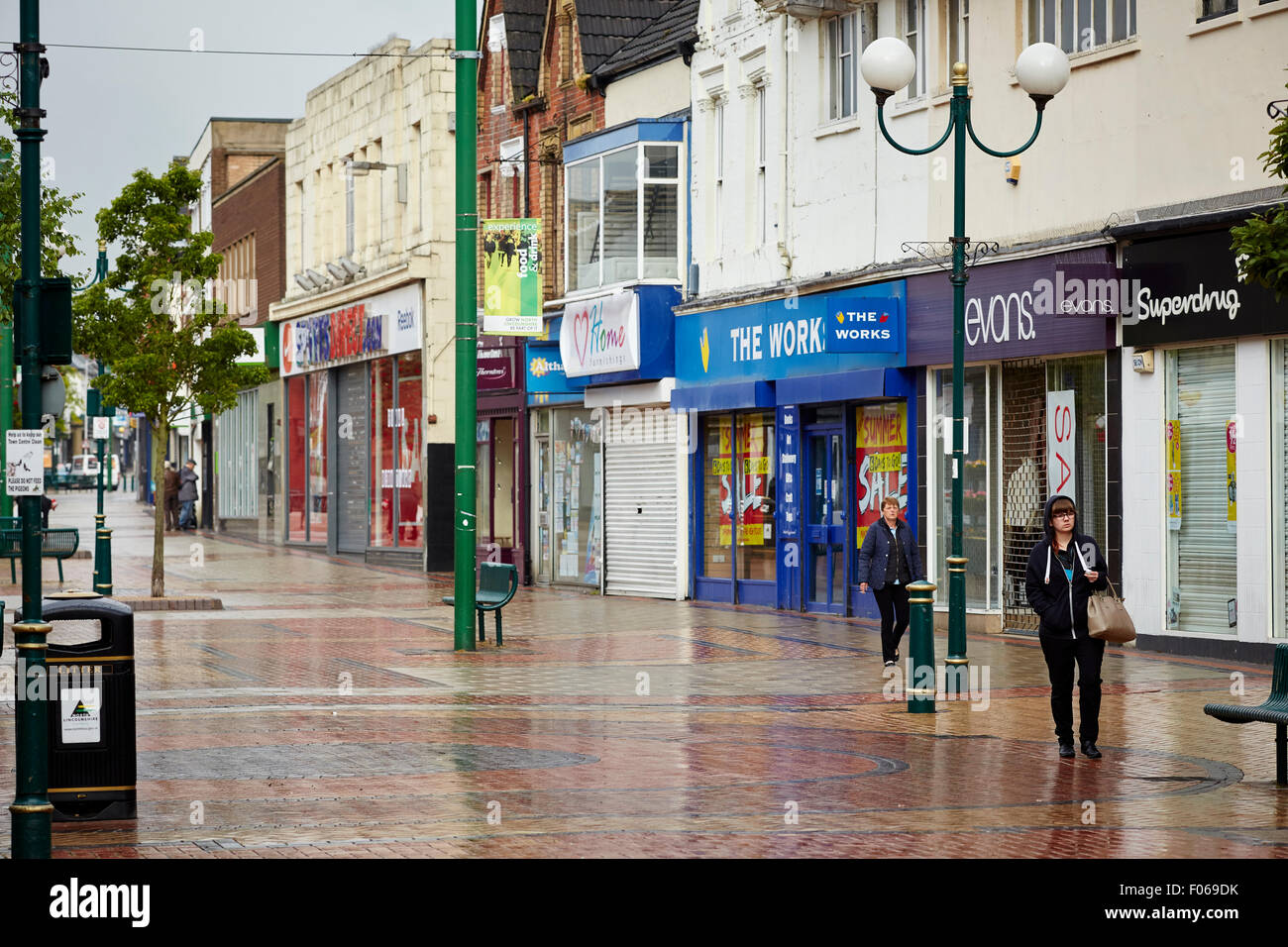 Scunthorpe town centre in the wet   UK Great Britain British United Kingdom Europe European island England English isle North Li Stock Photo