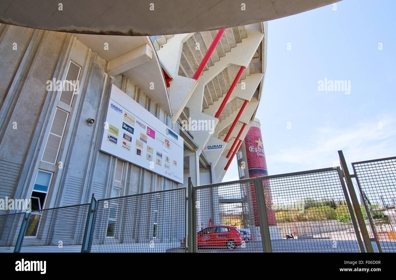 Exterior view of football or soccer stadium on July 26, 2015 in Son