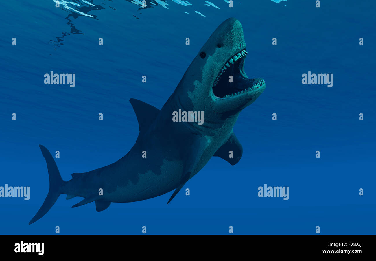 Fantasy Submarine with Giant Shark Stock Illustration