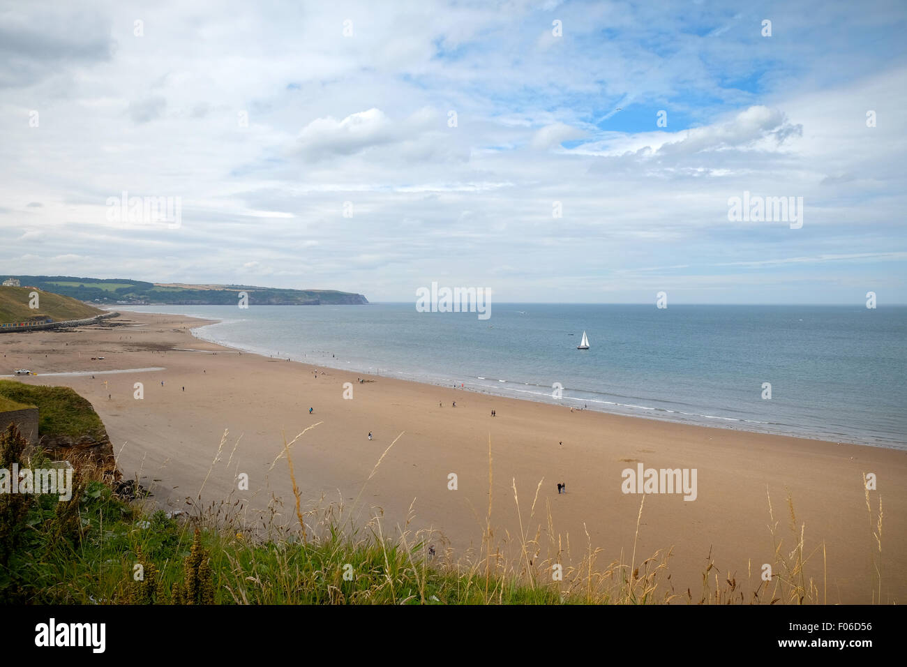 Whitby Beach in Yorkshire on a sunny summer day Stock Photo