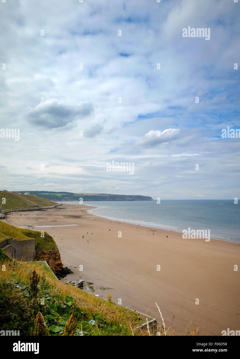 Whitby Beach in Yorkshire on a sunny summer day Stock Photo
