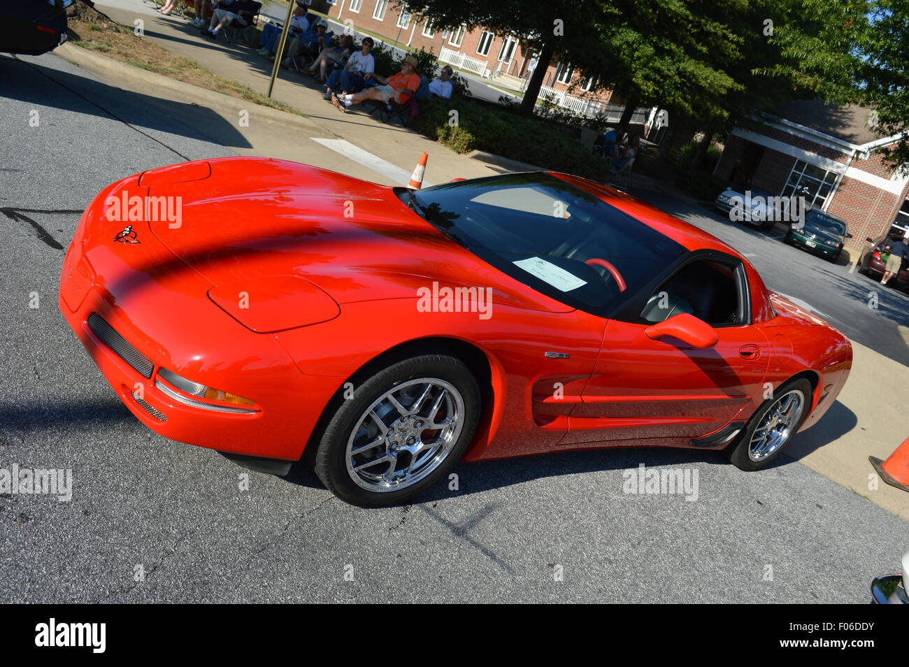A red 1999 Chevrolet Corvette at a Car Show. Stock Photo