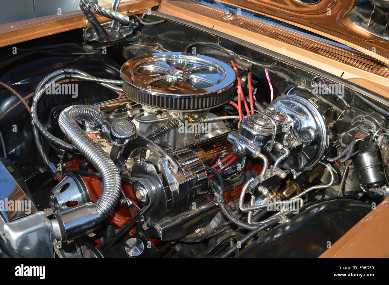 A 409cid Chevrolet Engine made famous by the Beach Boys song. Stock Photo