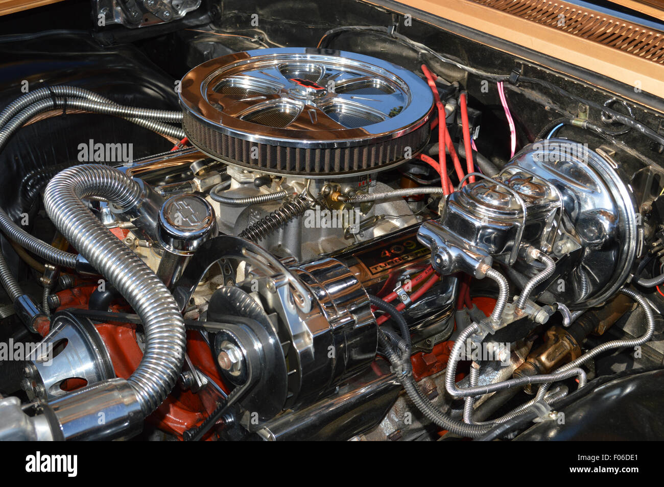 A 409cid Chevrolet Engine made famous by the Beach Boys song. Stock Photo