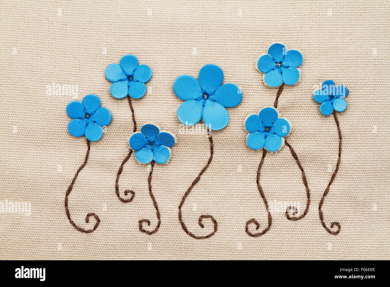 Embroidery pattern on fabric Stock Photo