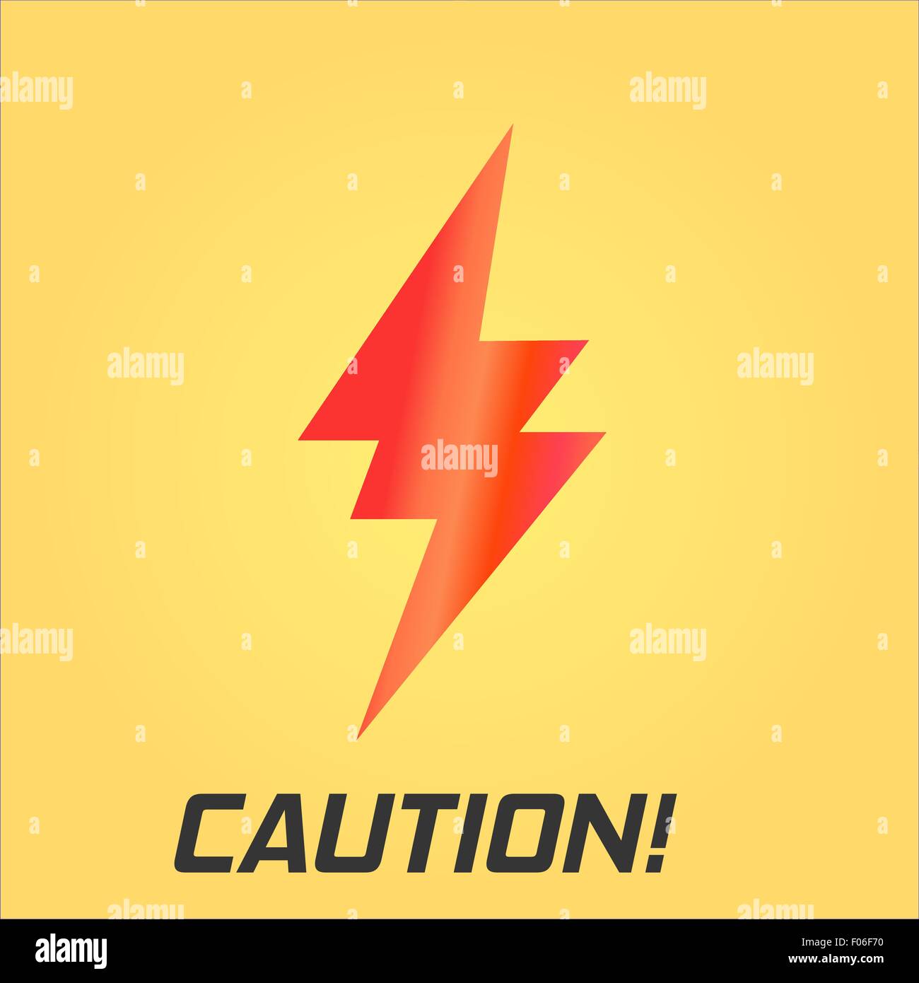 Lightning symbol. With text. Single on yellow background Stock Vector