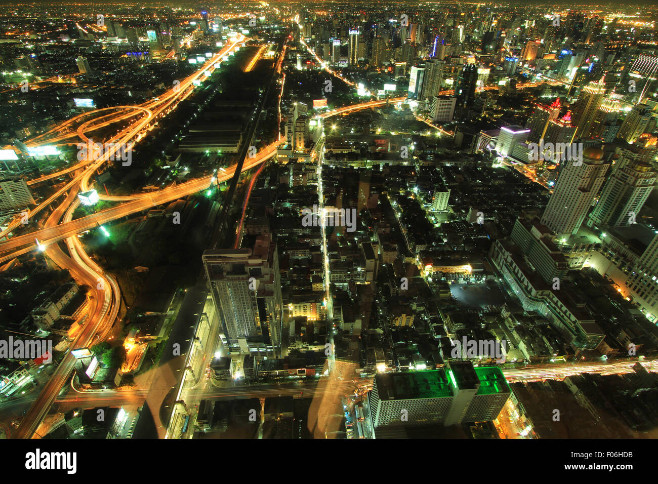 The aerial view of Bangkok city in Thailand at night time Stock Photo ...