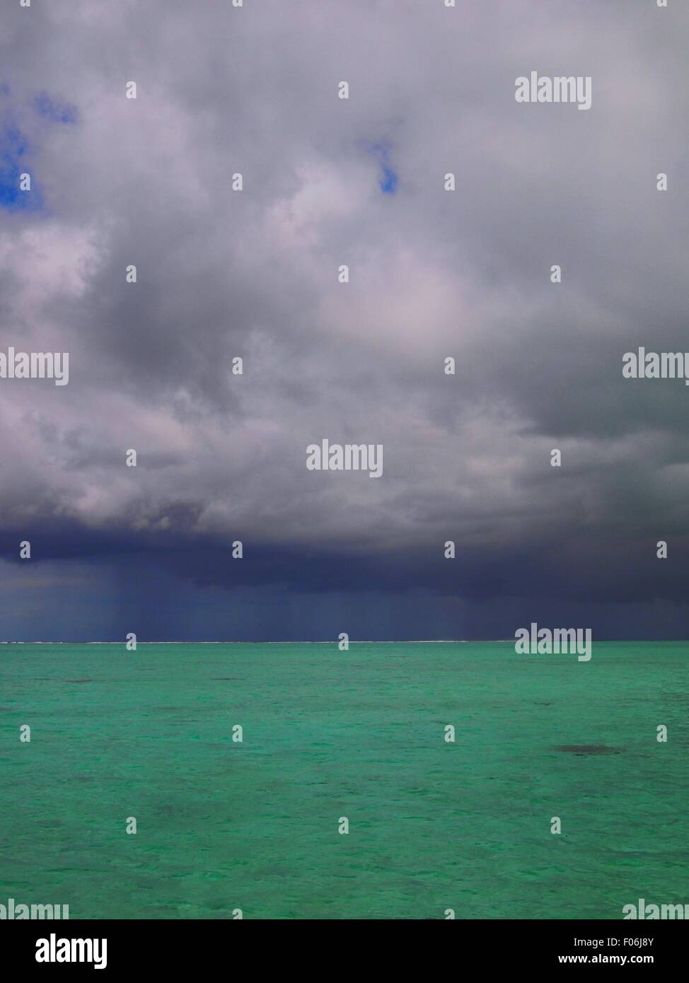 Bora Bora, Tahiti, South Pacific, Sea, Storm approaching Stock Photo