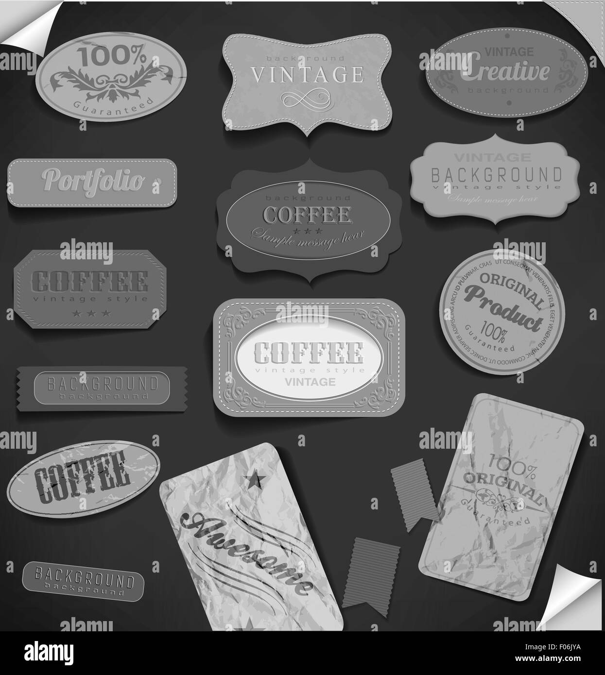 Set of retro vintage labels. Vector illustration Stock Vector Image ...