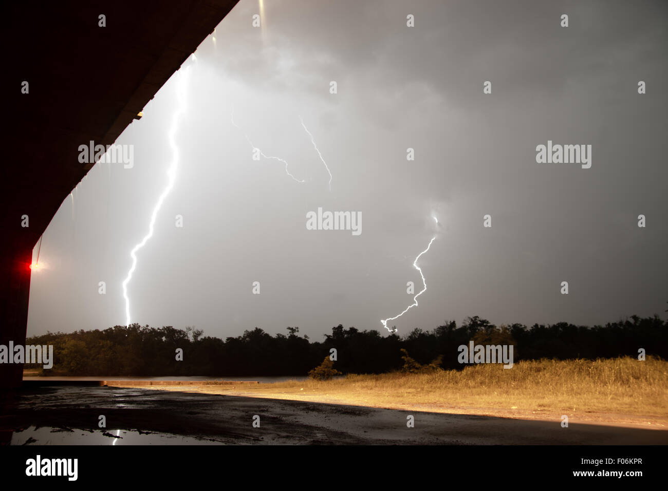 Lightning Strikes over a river in southeast Texas Stock Photo Alamy
