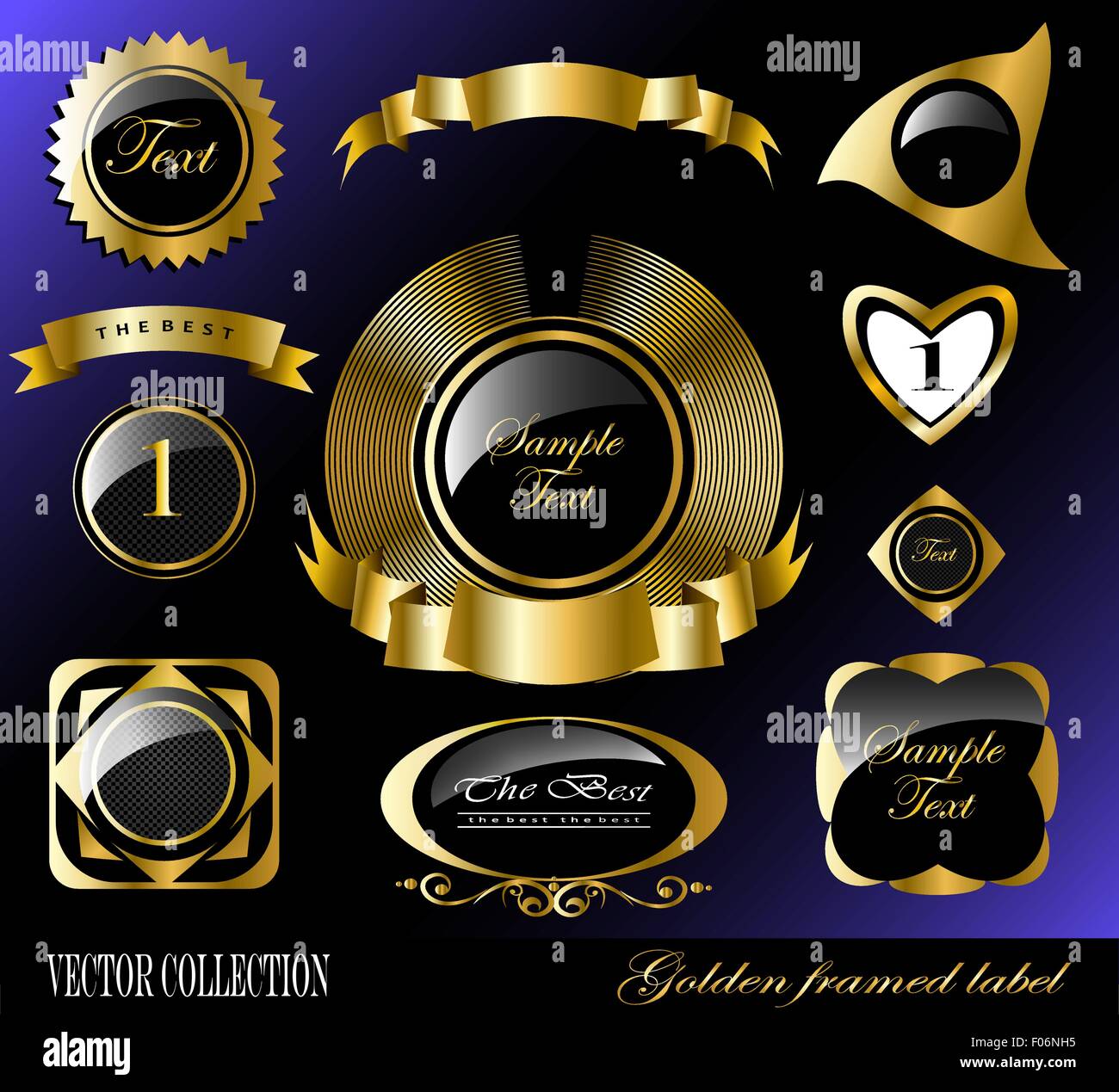 Retro vector golden framed label Stock Vector Image & Art - Alamy