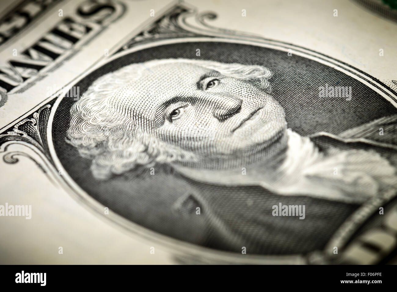 Washington's eyes on a dollar bill Stock Photo