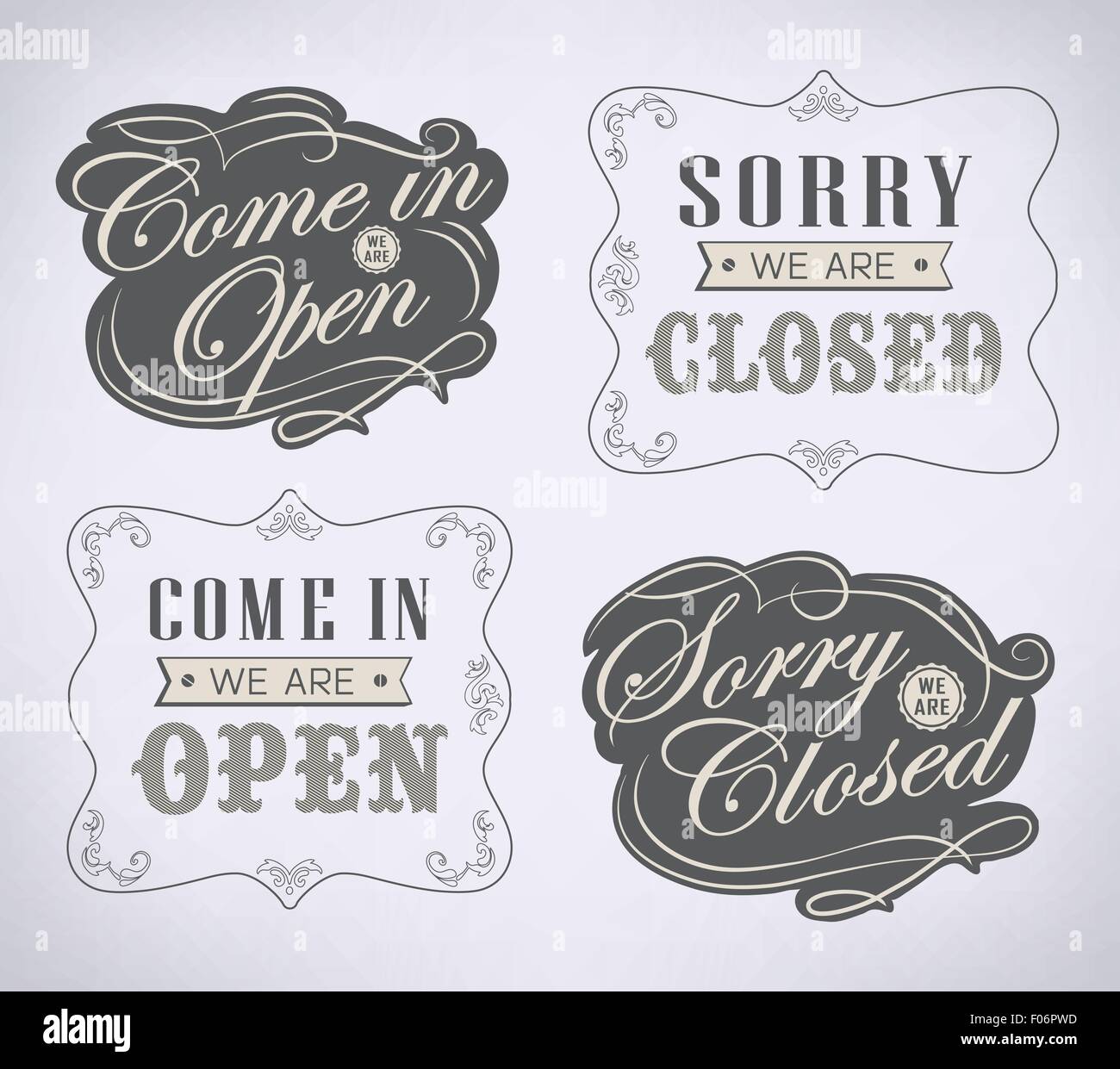 Retro signs Open and Closed. Vector illustration Stock Vector Image ...