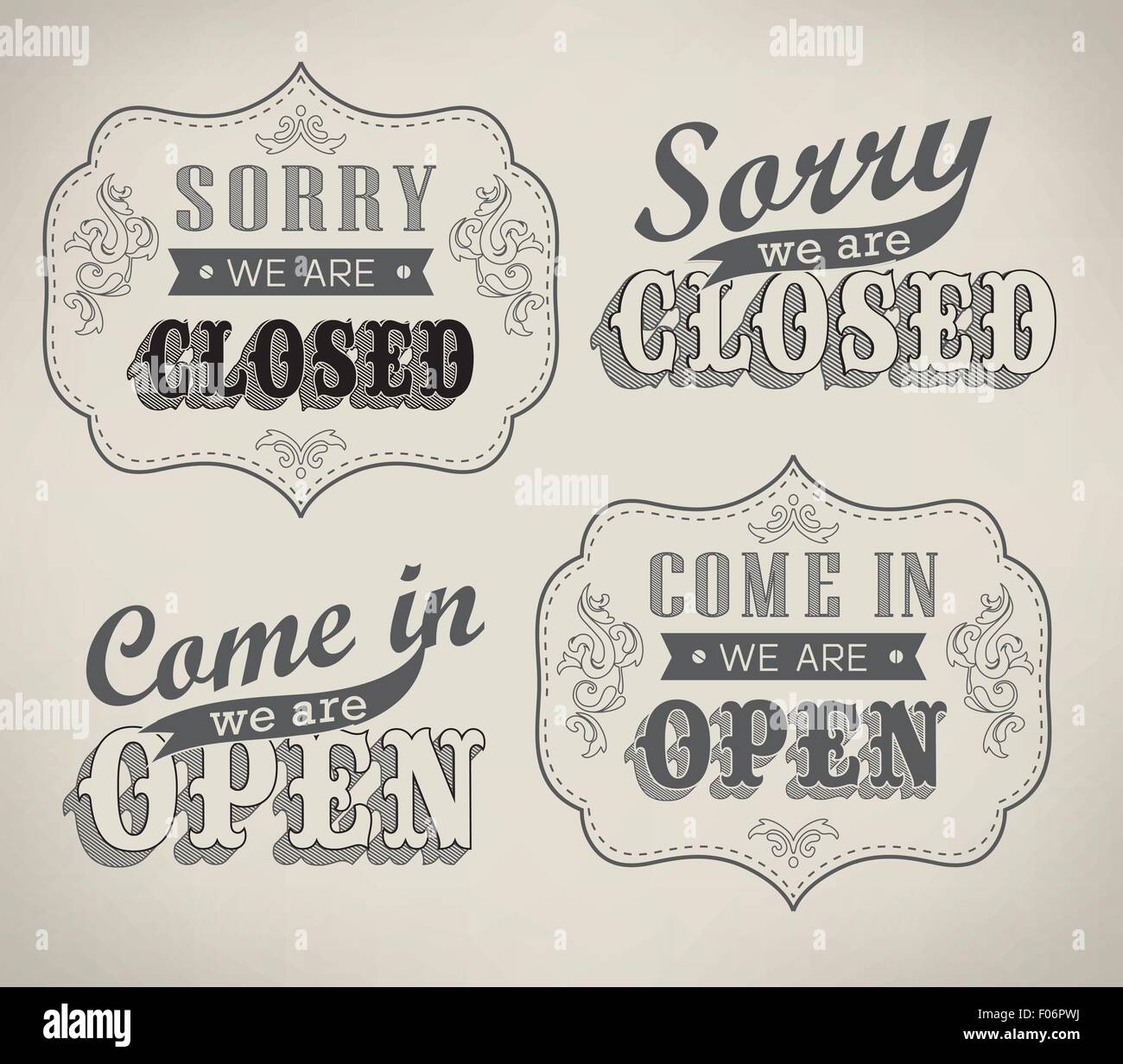 Open and Closed Vintage retro signs Stock Vector Image & Art - Alamy