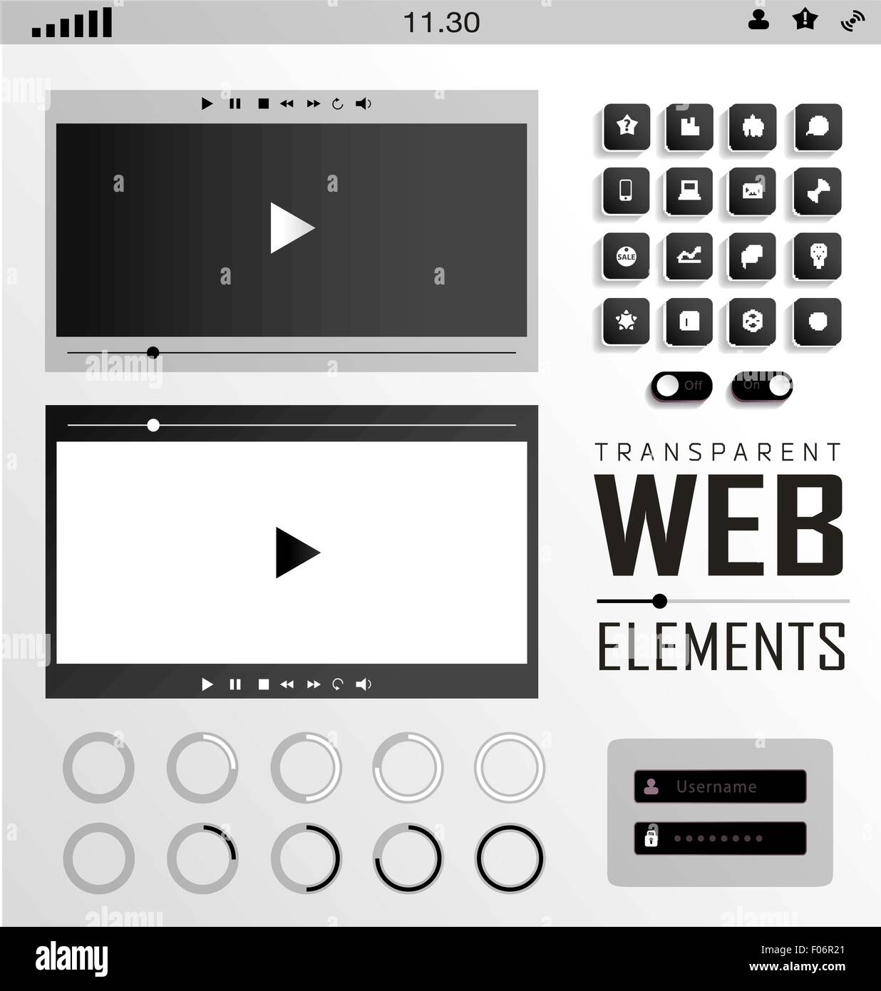 Vector  Elements, Buttons and Labels. Site Navigation Stock Vector