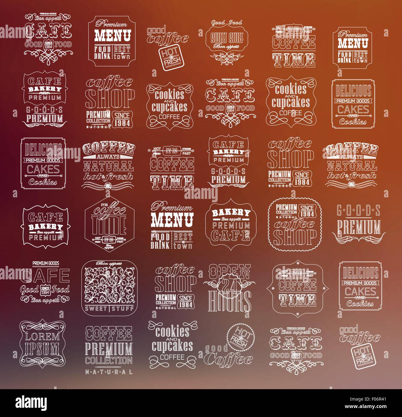 Set Of Vintage Retro Coffee Labels Stock Vector Image & Art - Alamy