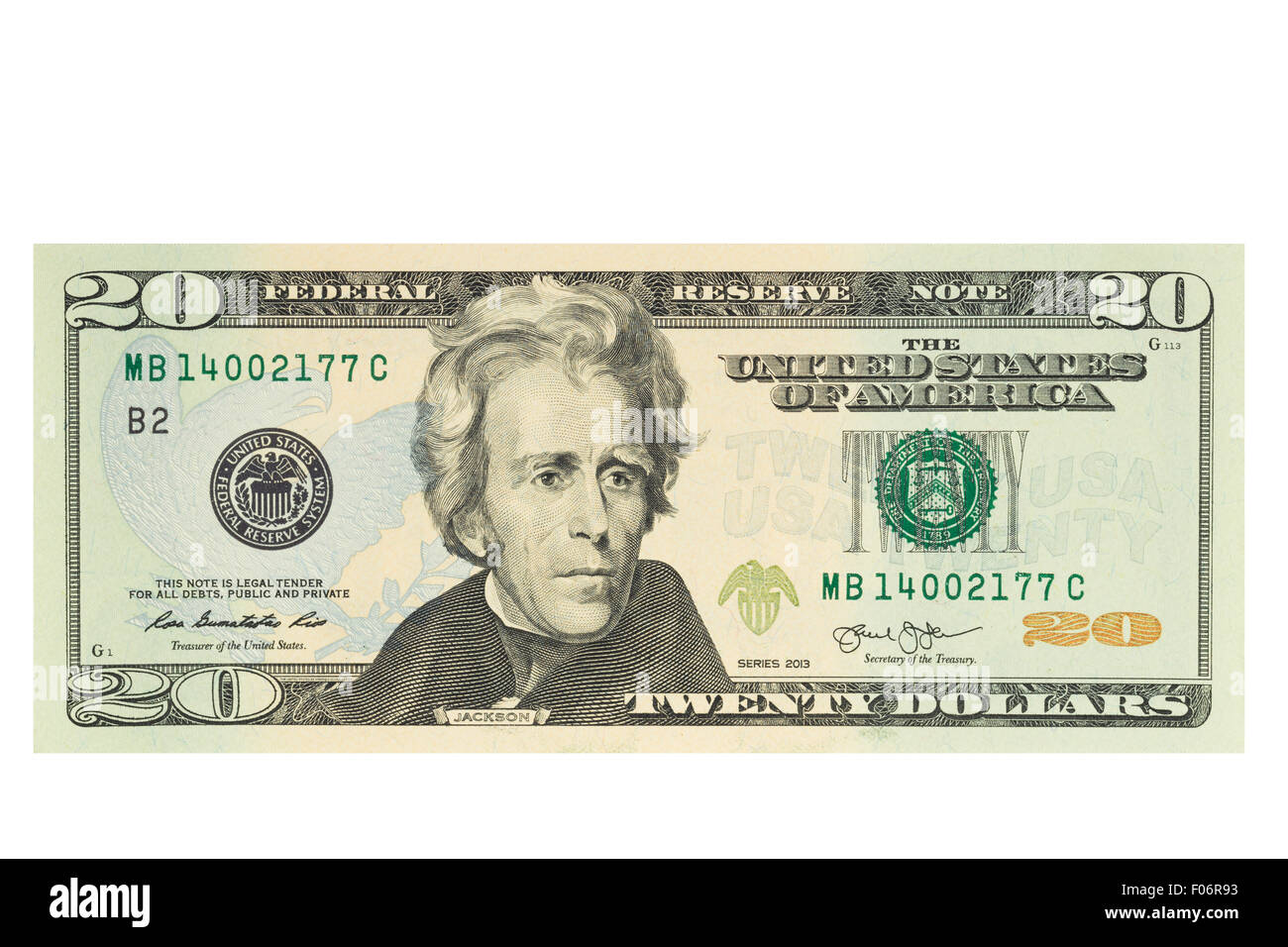 20 dollar bill on white hi-res stock photography and images - Alamy