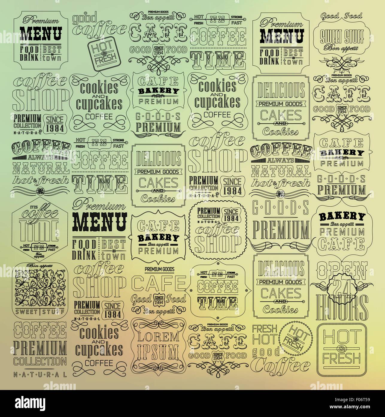 Set Of Vintage Retro Coffee Labels Stock Vector Image & Art - Alamy