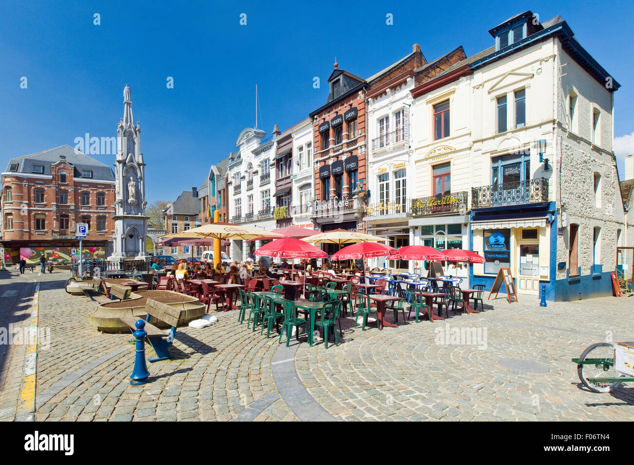 Chimay Grand Place, Central Markt in the village of Chimay in the Ardennes, Walloon, Belgium Stock Photo