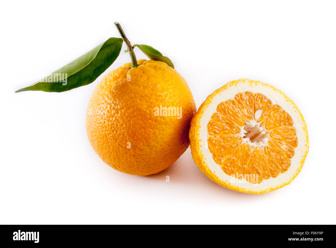 orange isolated  cut in half on white background Stock Photo