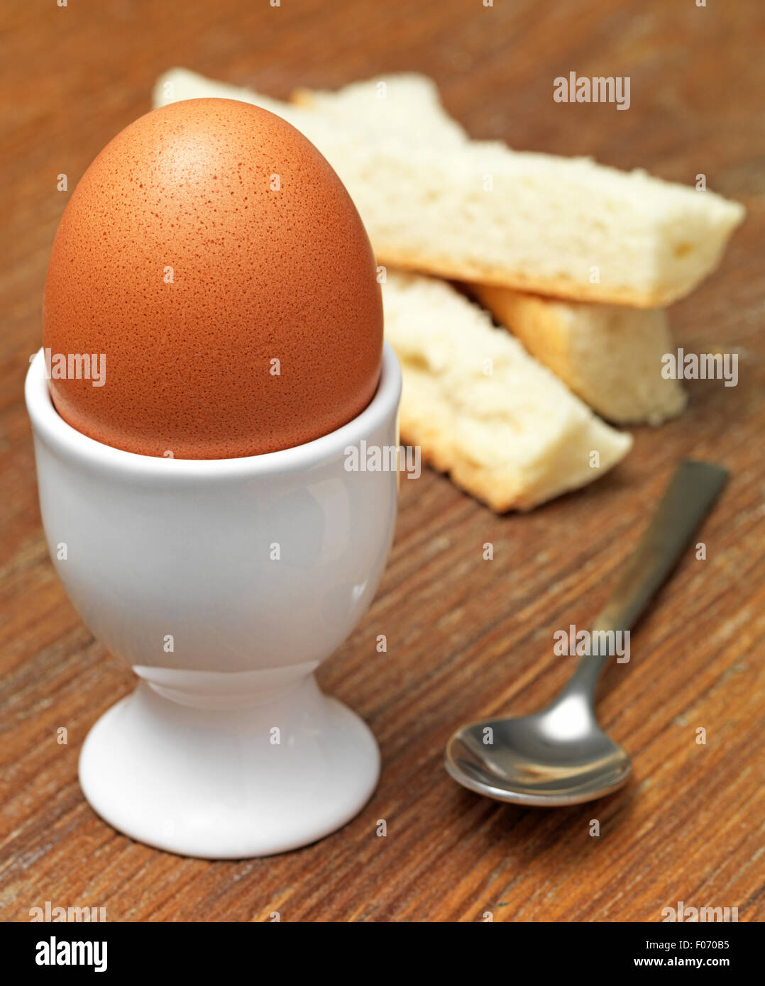 Boiled Egg on wooden Table Stock Photo