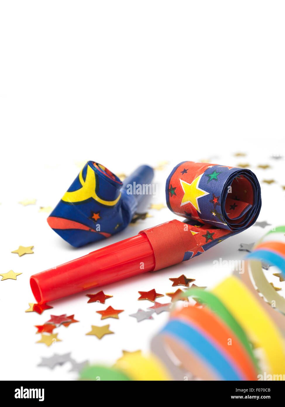 Party Horn Blower with streamers Stock Photo Alamy