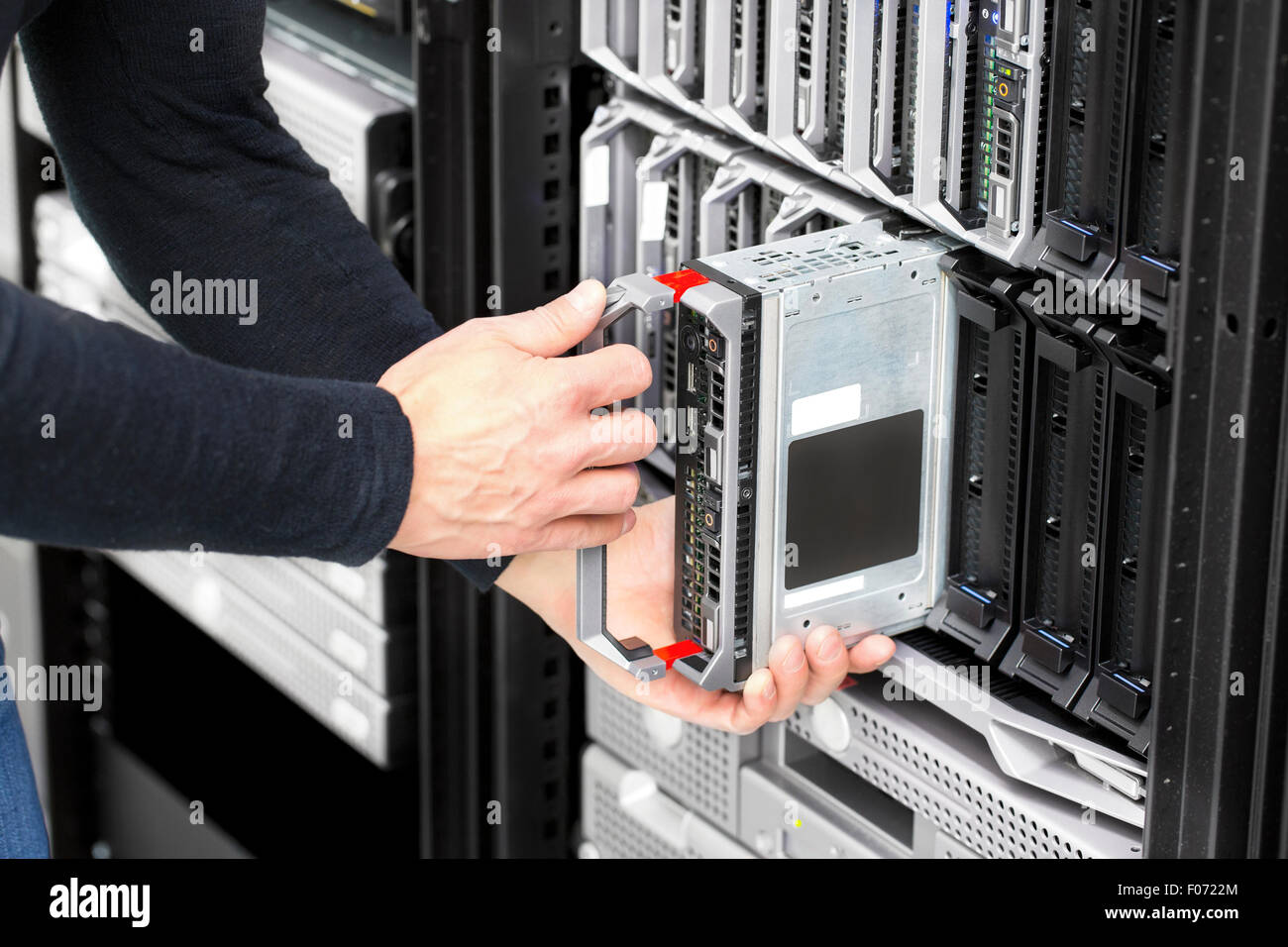 Blade server installation in large datacenter Stock Photo Alamy