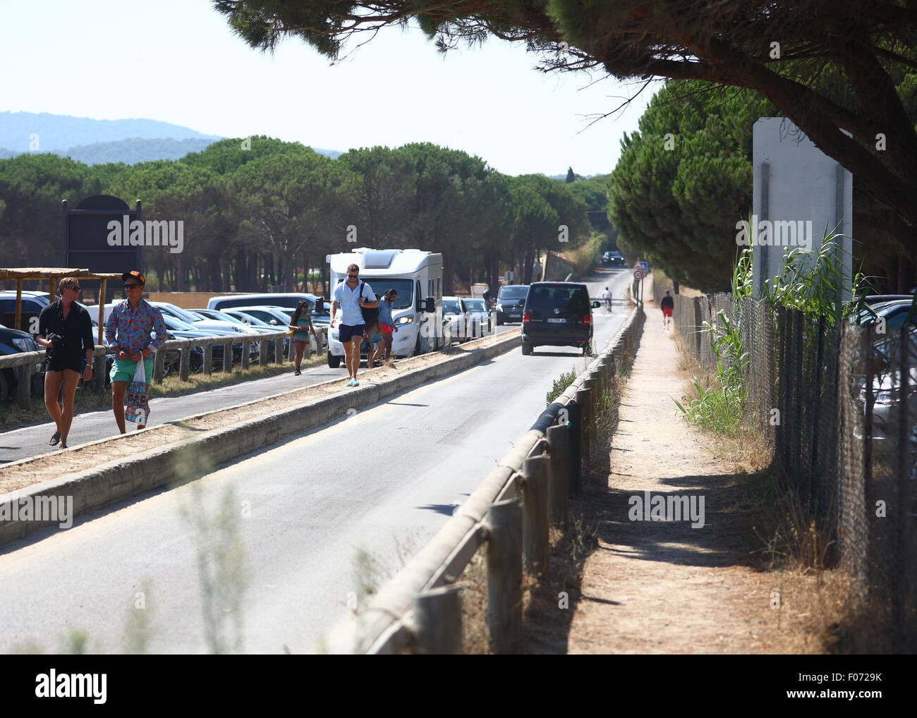 traffic jam getting into Epi plage, beach in the south of france Stock Photo