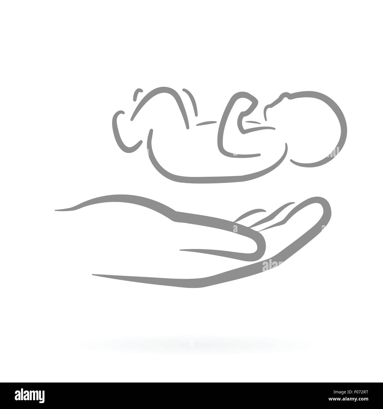 Hand with infant baby as parent love symbol vector illustration Stock Vector