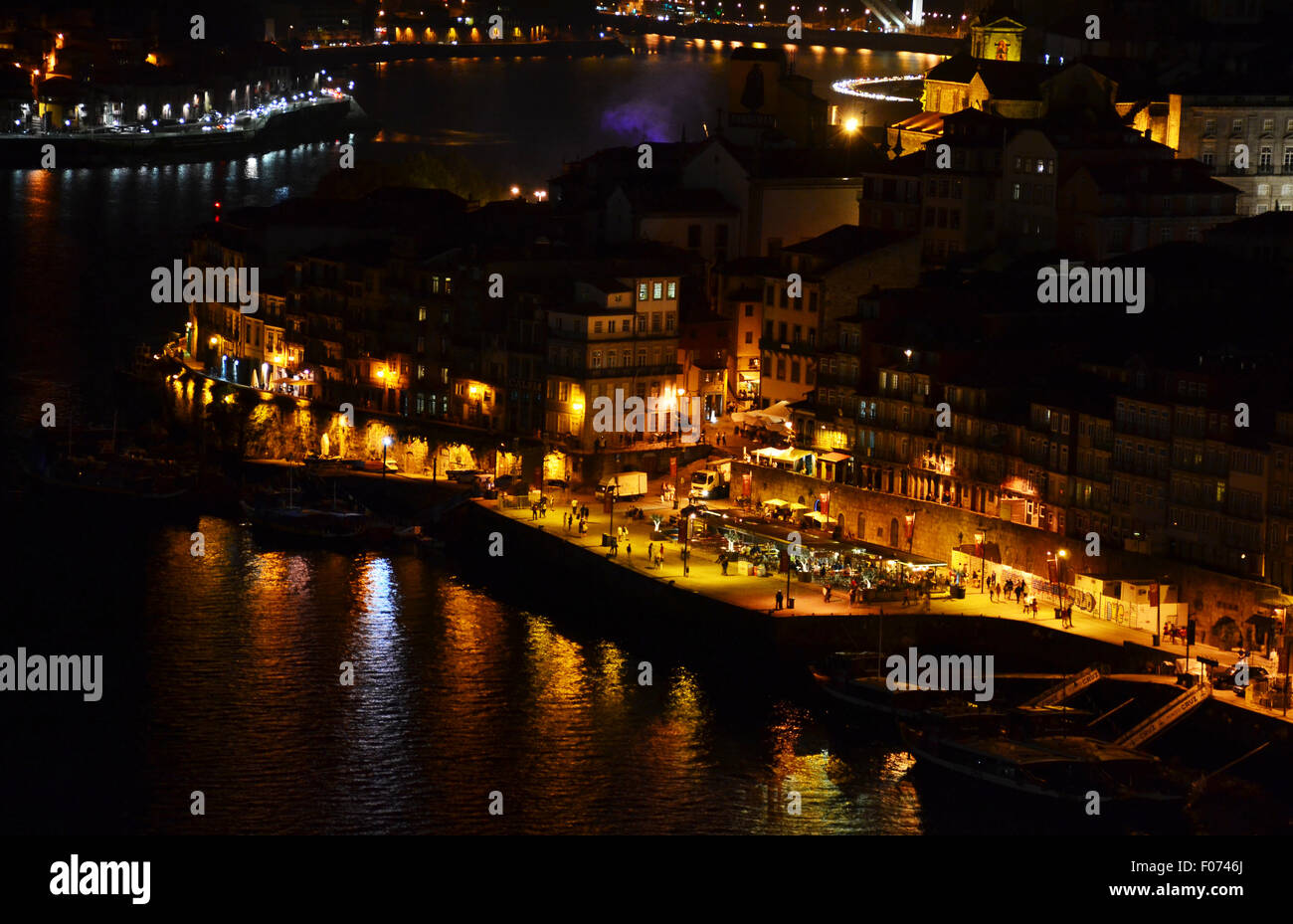 Night scene of Porto with Douro river Stock Photo
