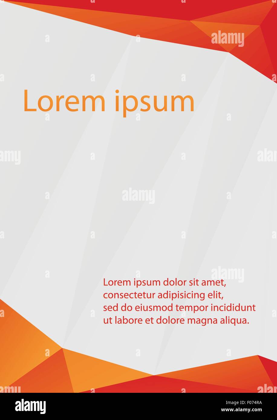 Letterhead template red orange low poly design vector illustration. Stock Vector