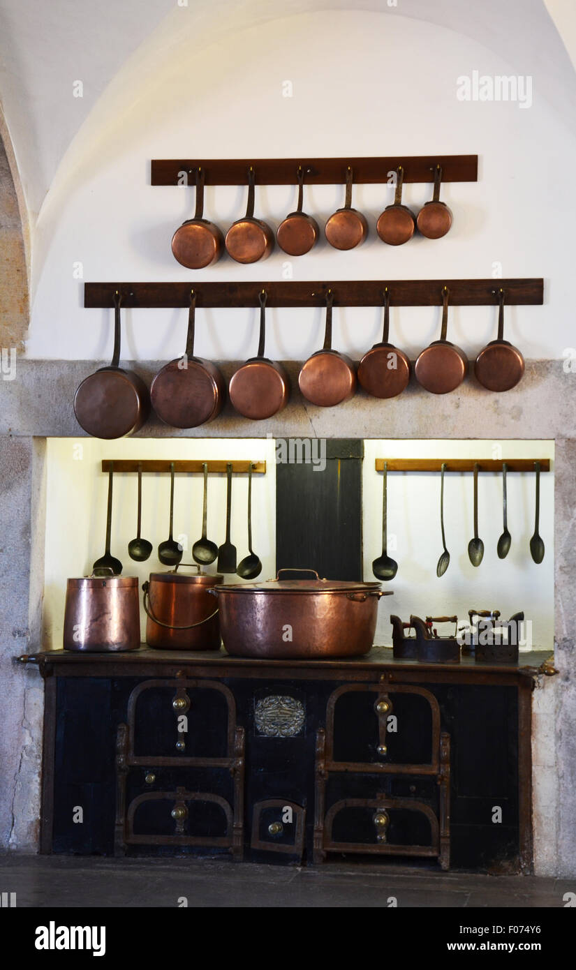 Kitchen copper utensil royal kitchen in National Palace of Sintra