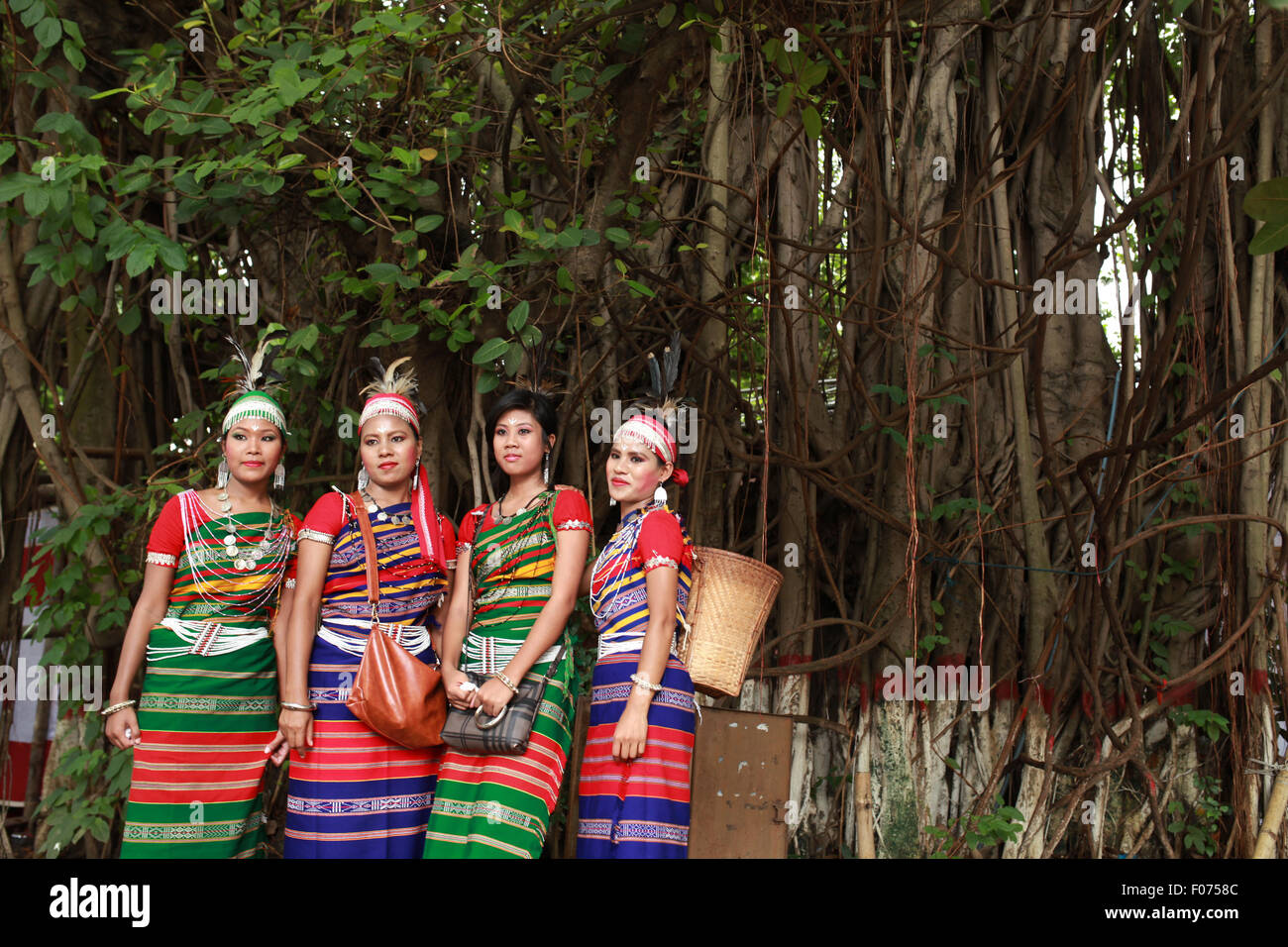 Dhaka, Bangladesh. 9th August, 2015. Bangladeshi indegenious women participate in a gathering in Dhaka held to celebrate United Nations' (UN) International Day of the World's Indigenous People. The event is observed to promote and protect the rights of the indigenous communities rich and diverse cultures  in Dhaka on August 8, 2015.  This year United Ntions make slogan for ths day is 'Ensuring indigenous peoples' health and well-being'. Credit:  zakir hossain chowdhury zakir/Alamy Live News Stock Photo