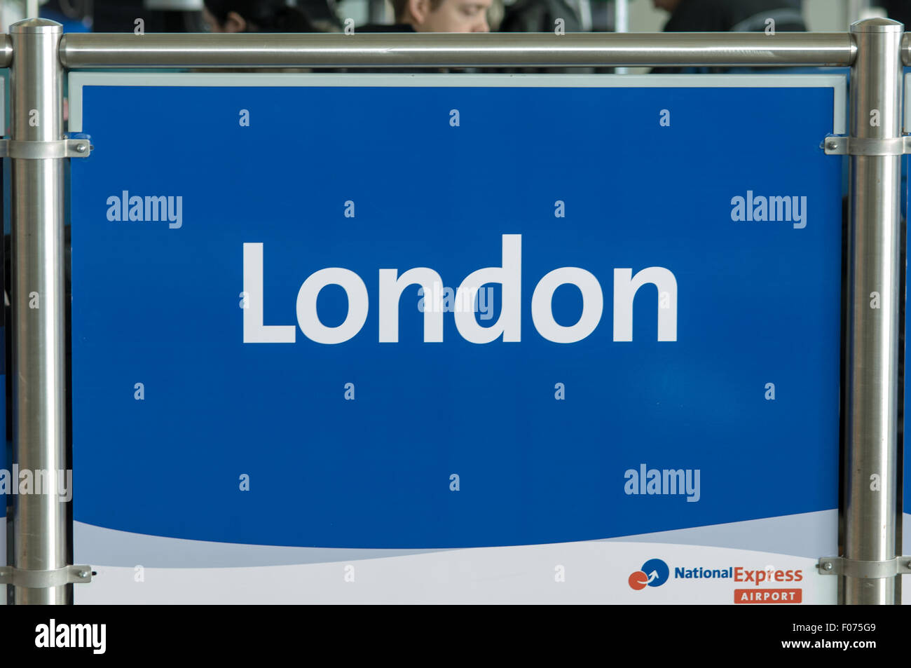 England. London,  National Airport Express blue and white sign. Stock Photo