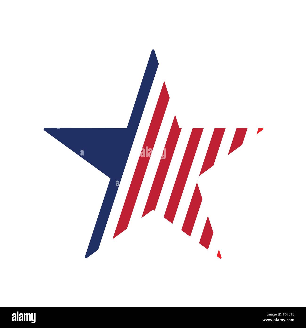 star stylized in american flag isolated icon vector illustration Stock Vector